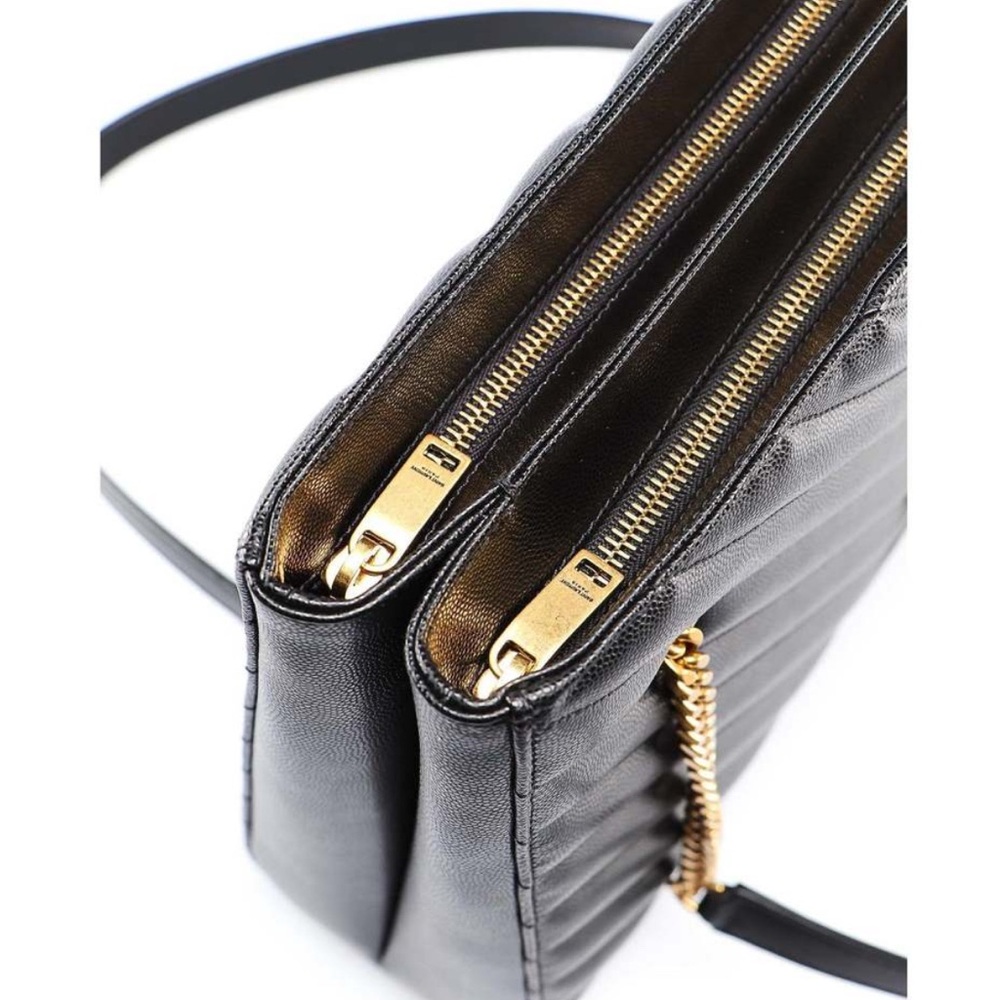 NEW Saint Laurent Black Iconic TRIBECA Chevron Shoulder Bag - Picture 3 of 7